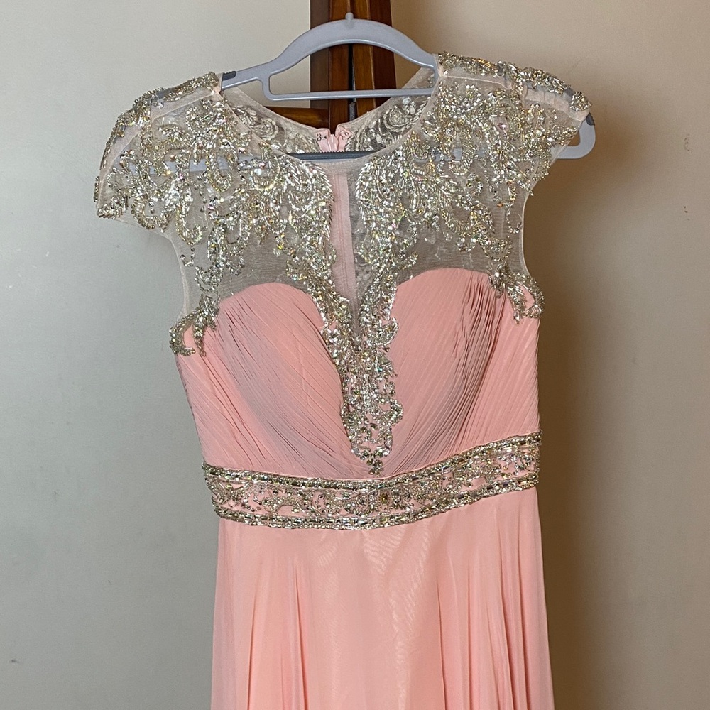Elegant Pink Beaded Evening Gown